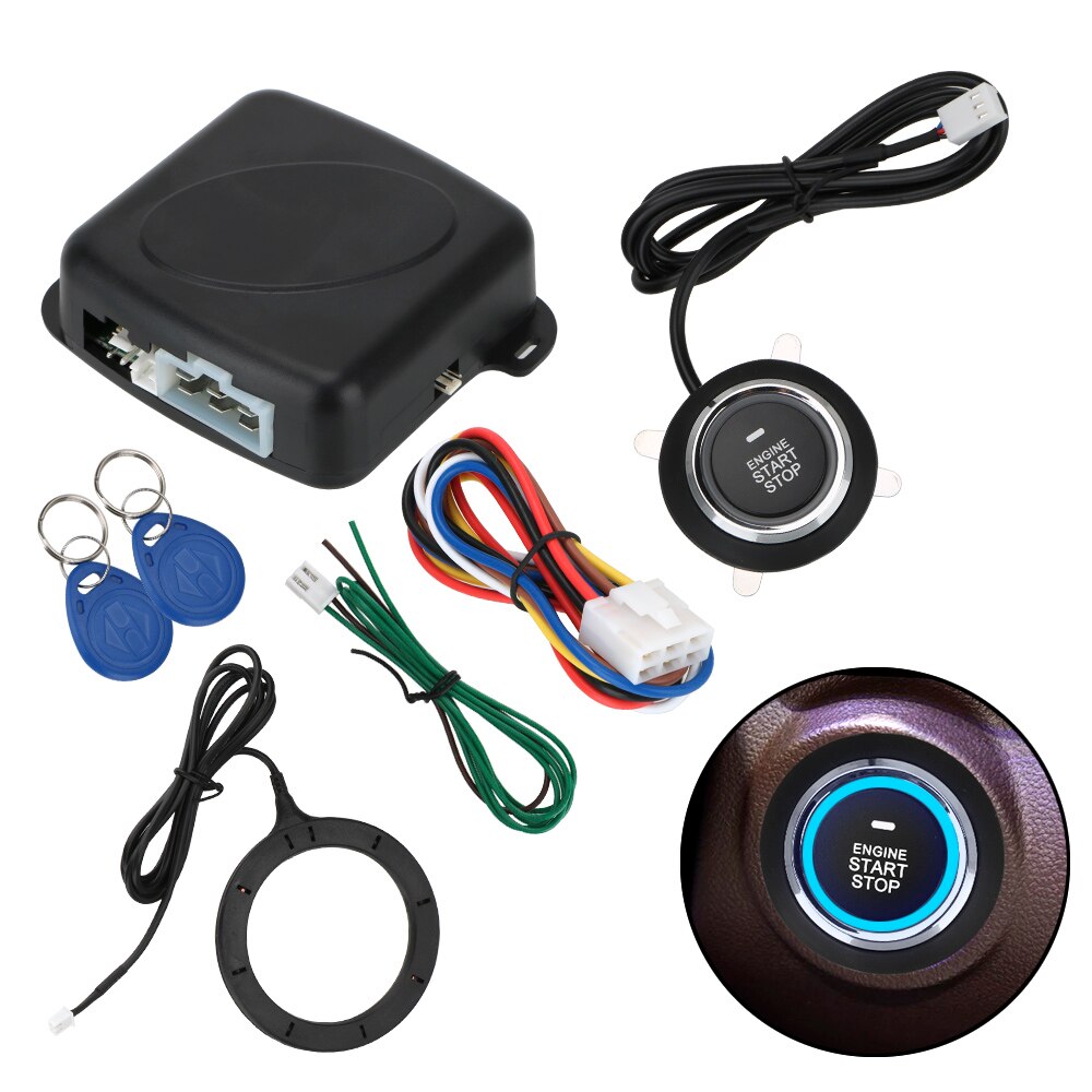 LEEPEE Car Alarm Engine Push Button Keyless Entry Starter Antitheft System Entry Ignition Starter Switch One Start Stop Button