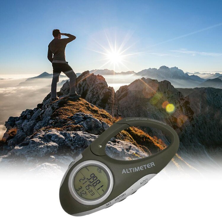 Outdoor Camping Climbing Altimeter Carabiner Barometer Height Measuring Multi-Function Carabiner Altimeter with Thermometer