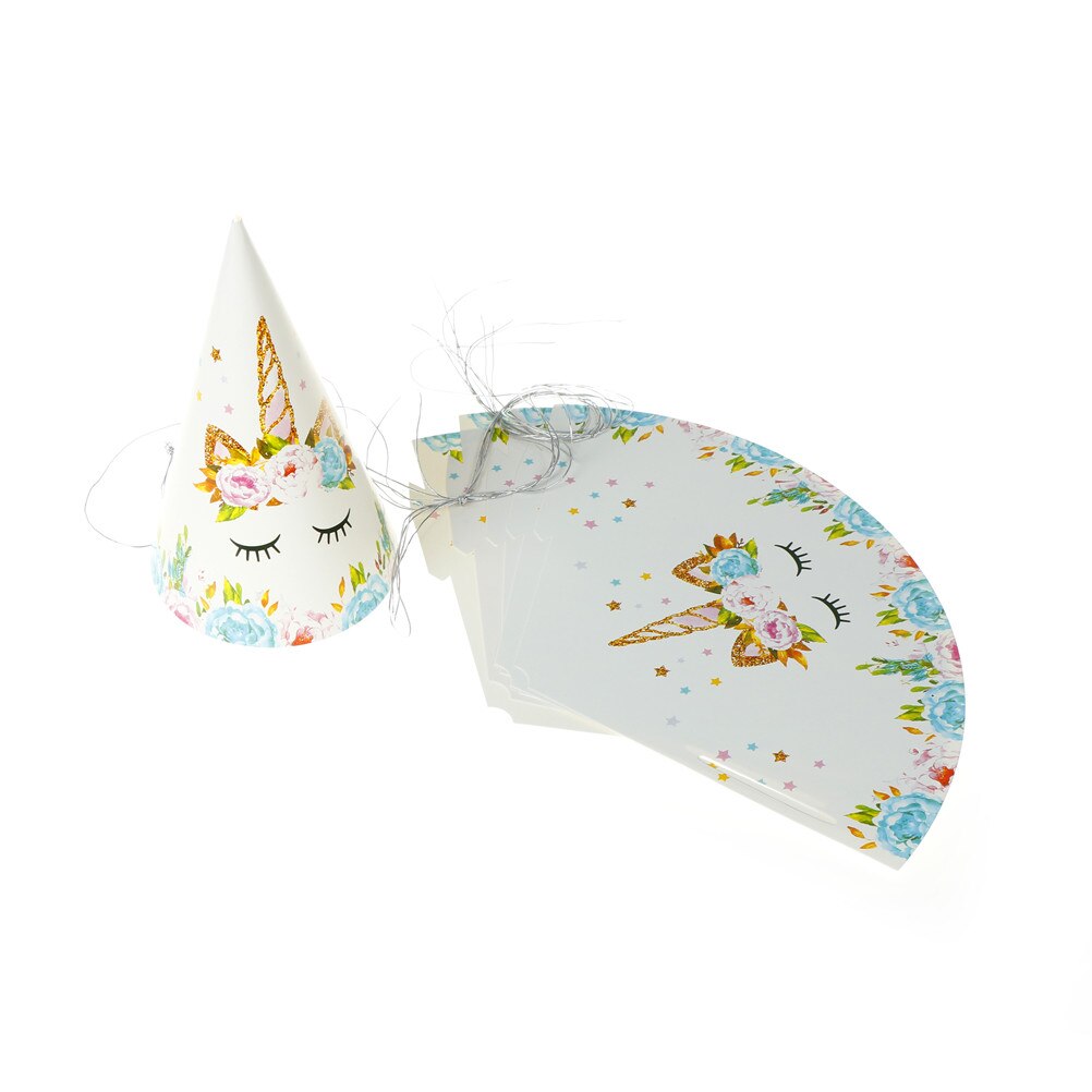 6pc/set Unicorn Happy Birthday Hat Party Paper Hat Kids Event & Party Supplies Girl Boy Birthday Party Decoration