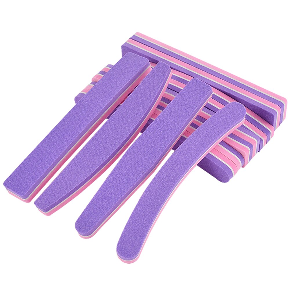 Klimonla – outils de manucure professionnels, 100/180 grains, rose, violet, courbe, bloc de ponçage, éponge, lime à ongles, 25 pièces