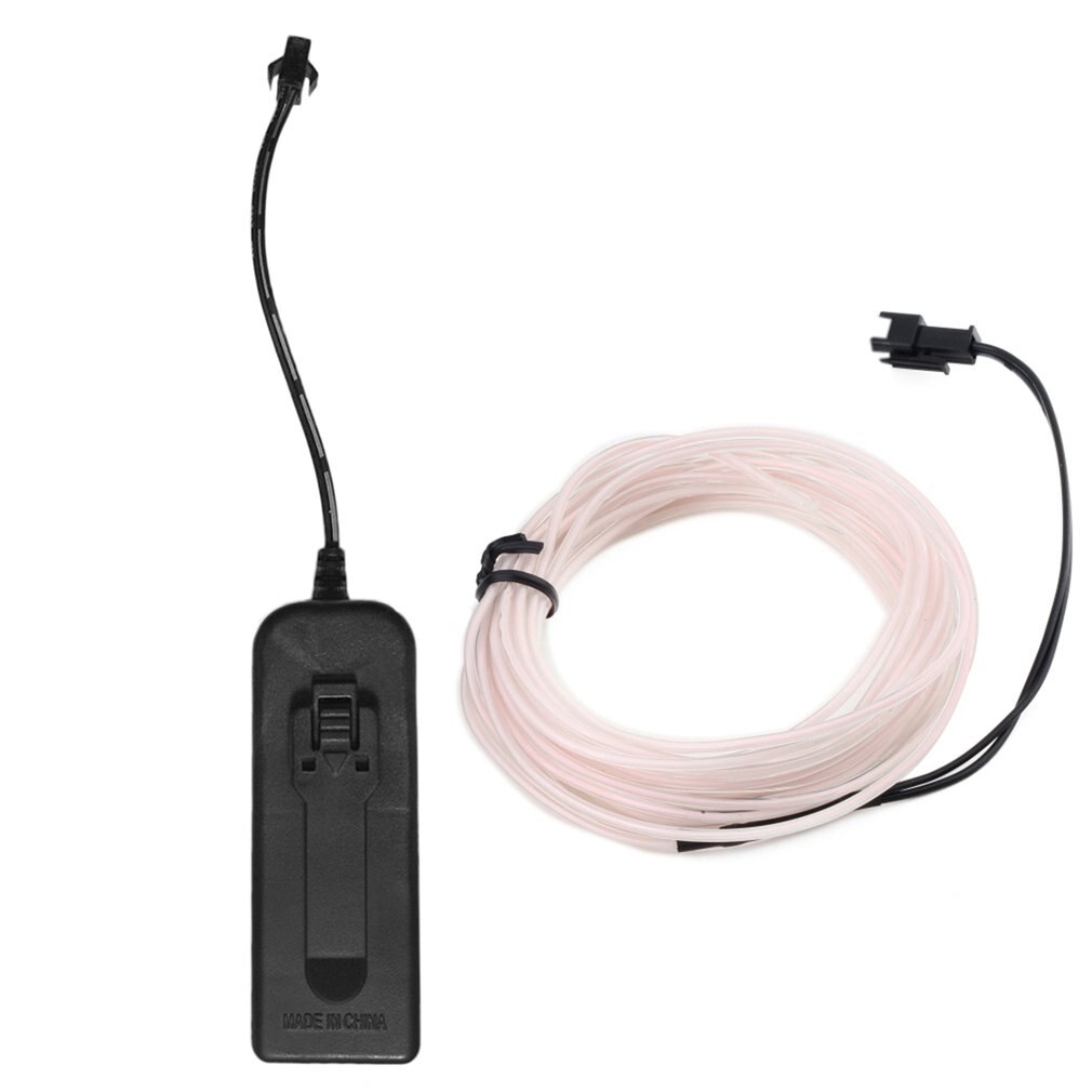 3M Flexible EL Wire Tube Rope Battery Powered Flexible Neon Light Car Party Wedding Decor With Controller LED Light: white