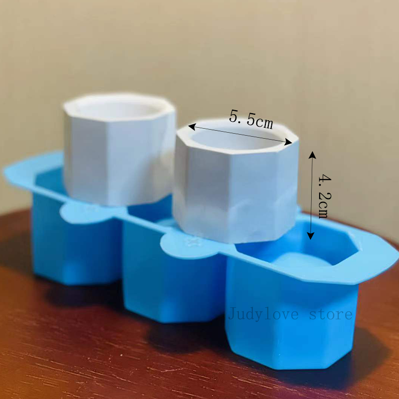 Stampo per vaso da fiori in cemento ottavino stampo a tre fori per reticolo di ghiaccio scatola di immagazzinaggio stampo portacandele stampo aromaterapia gesso stampo per tazza di candela
