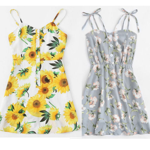 vrouwen Boho Bloemen Jurk Dames Chiffon Zomer Feestavond Strand Korte Mini Jurk Zonnejurk Nieuw in