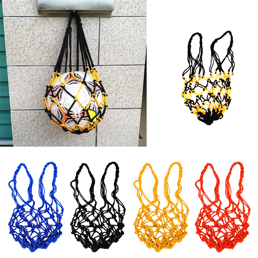 Magideal basketball mesh bag, training sports equipment, drawstring net ball storage bag, carrier for football, soccer, volleyball