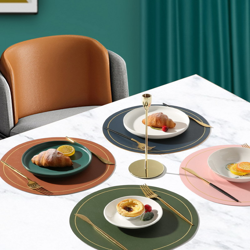 Ronde Grote Dubbelzijdige Lederen Tafel Mat Waterdicht En Olie-Proof Huishoudelijke Isolatie Placemat Pvc Hotel Placemats Voor tafel