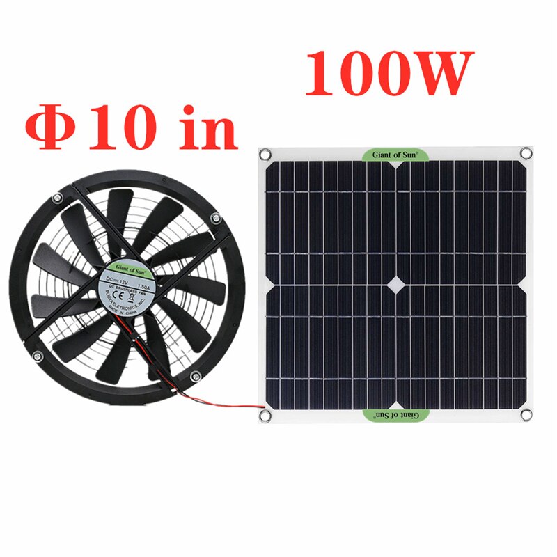 Portable 100W Outdoor Solar Exhaust Fan Air Extractor Mini Solar Panel Powered Ventilator Fan for Chicken Dog Pet Poultry Hous