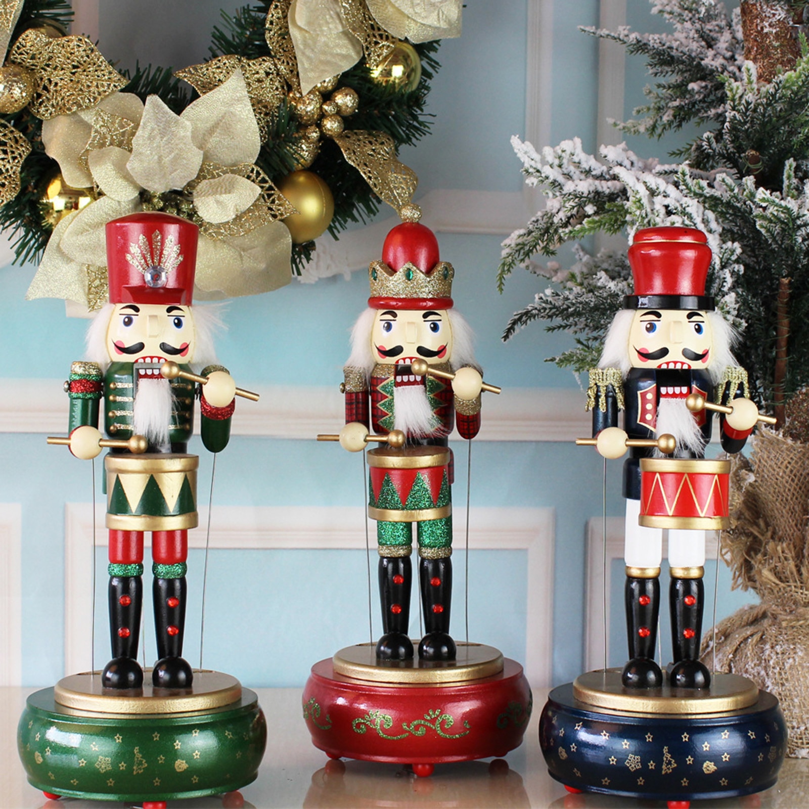 Handwerk Marionet Houten Muziekdoos Kerst Notenkraker Soldaat Pop Cijfers Brain Home Office Party Ornament Tree Decor