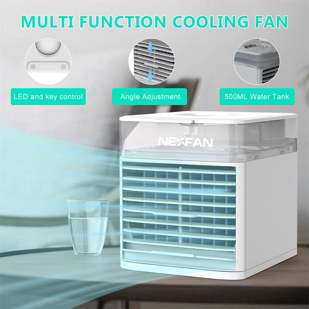 Airconditioner Voor Thuis Draagbare Luchtkoeler Mini Fan Led Light Usb Home Koeling Desktop Fan 3 Speed Usb Airconditioner