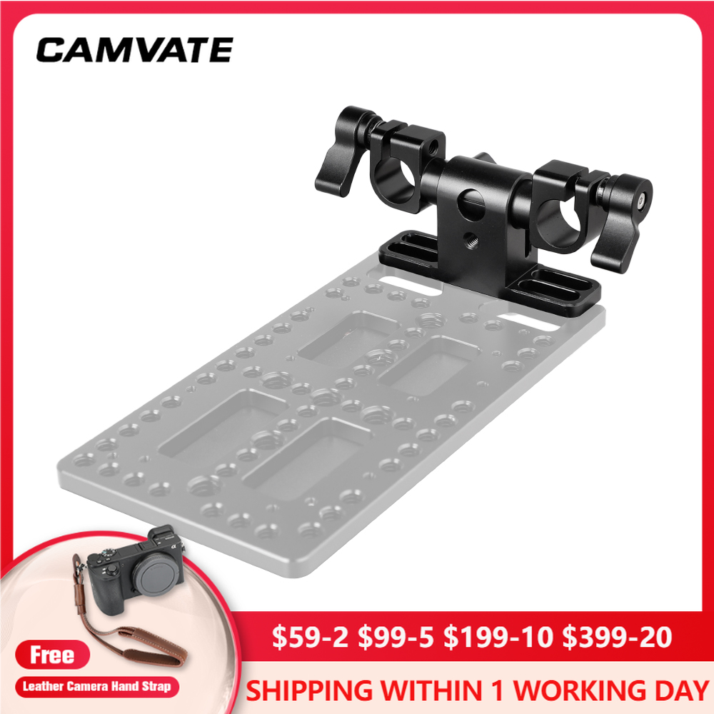 Camvate Verstelbare 15Mm Dual Rod Clamp Railblock Met Staaf Adapter 1/4 "Voor Dslr Camera Schouder Rig 15Mm staaf Support Systeem