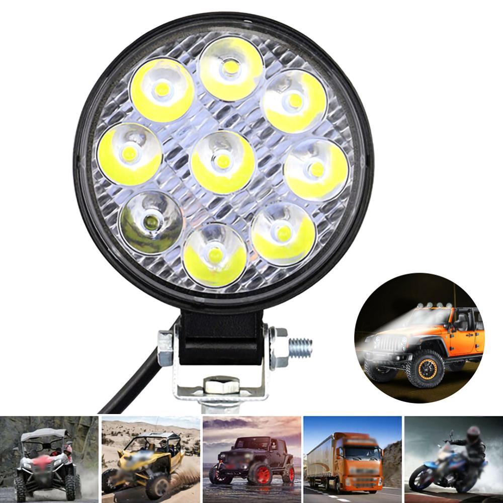 27W 12V 24V Auto Ronde Led Verlichting Off-Road Flood Spot Lamp Overstroming Led Licht bar Voor Auto Auto Suv 4WD