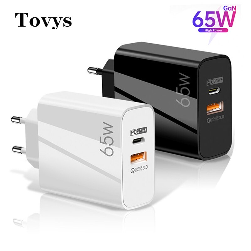 65W Gan Charger Quick Charge 3.0 Usb Charger Type C Pd Snelle Lading Telefoon Opladers Adapter Voor Iphone 13 12 11 Samsung Huawei