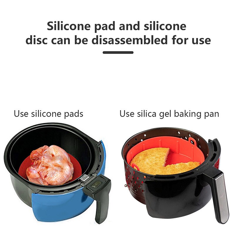 Airfryer Siliconen Pot Lucht Friteuses Oven Bakplaat Gebakken Pizza Kip Mand Mat Vierkante Ronde Replacemen Grill Pan Accessoires