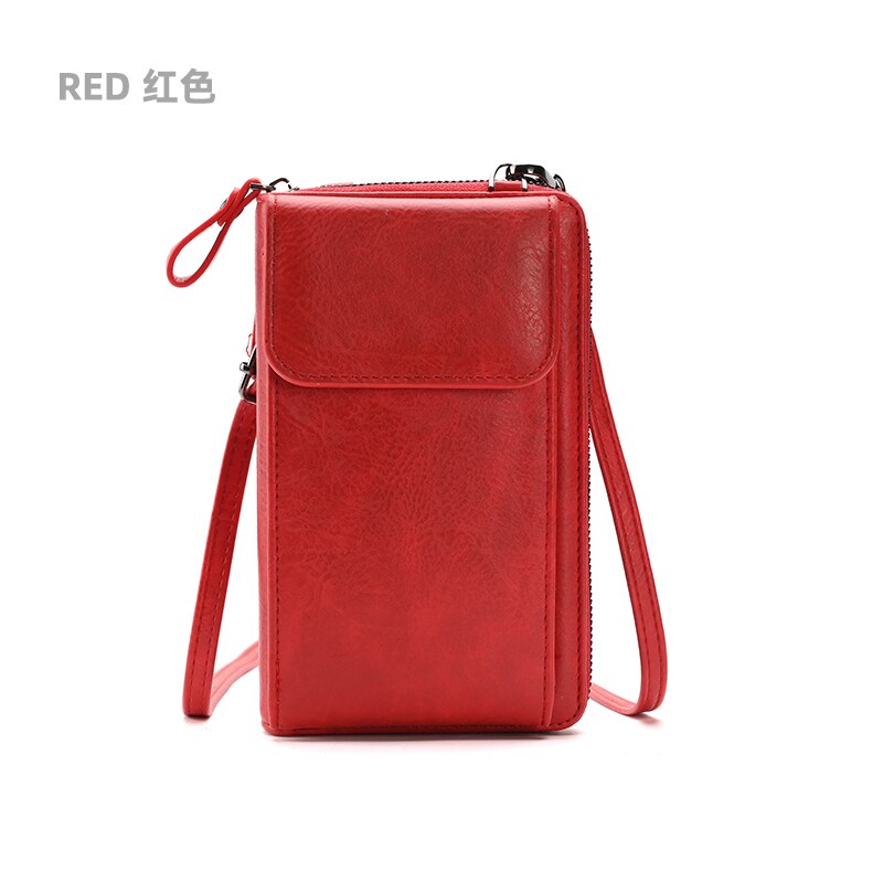 Damen Kleine Umhängetasche Bote Taschen Frauen Schulter Tasche Brieftasche Mini PU Leder Karte Halfter Weibliche Geldbörse: rot