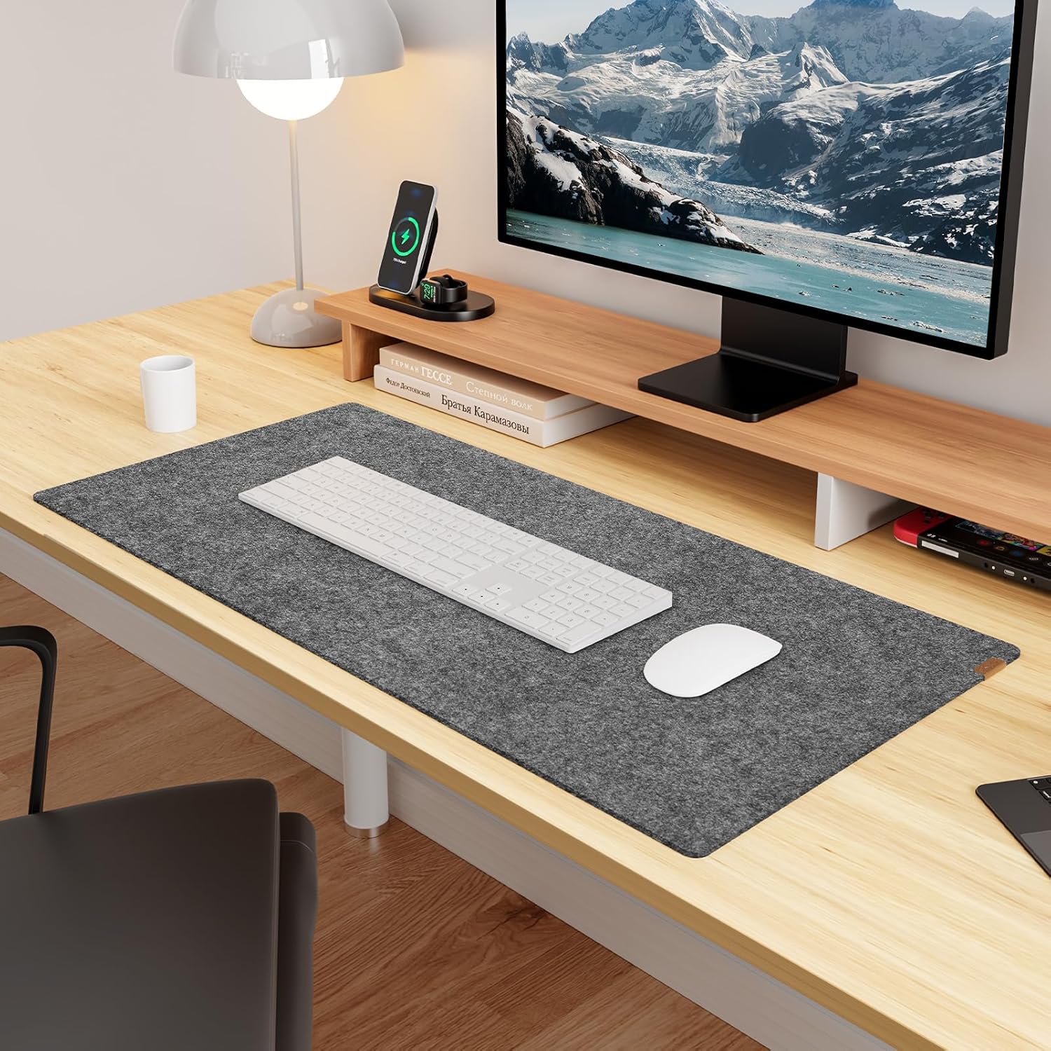 Large Felt Desk Mat Keyboard Mat - Computer Desk Pad for Keyboard and Mouse Pad - Desktop Mat - Felt Desk Pad
