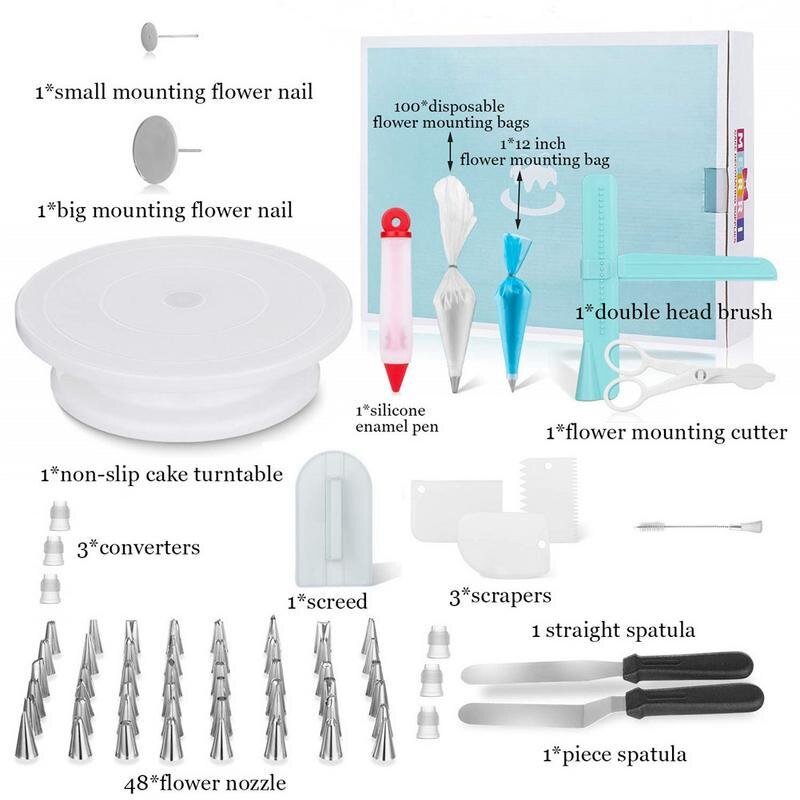 164Pcs Diy Multi-Function Cake Decorating Kit Cake Turntable Set Pastry Tube Fondant Tool Cake Kitchen Dessert Tools