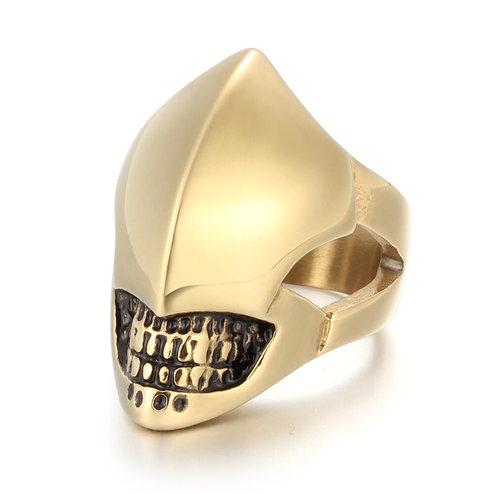 Stainless Steel Men Rings Alien Punk Biker Male Jewelry Personality Accessoires: 8 / Gold Color