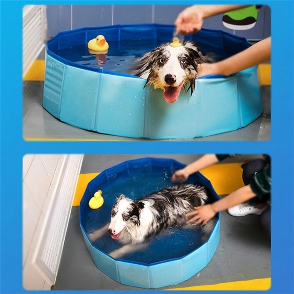 80 x 20cm sammenklappelig hundeswimmingpool pvc kæledyrsbad svømning badekar kæledyr sommerbadepool til hunde katte børn