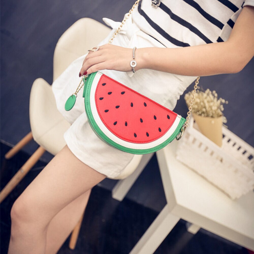Crossbody Bags for Women Sweet Summer Bag Women Cute Fruit Packet Chain Shoulder Orange Watermelon Bag Ladies #45
