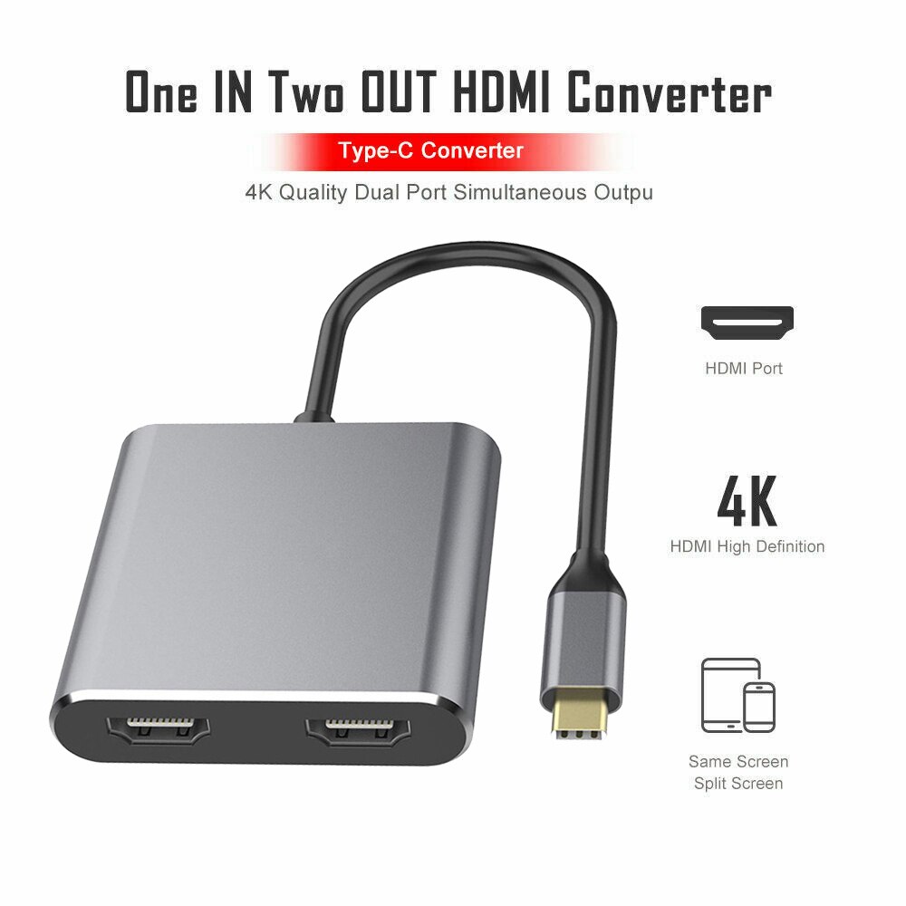 Tebe USB C Centrum na podwójny adapter zgodny z HDMI robić stacji dokującej MacBook/powietrze Centrum USB typu C robić konwertera kompatybilnego z 4K HDMI