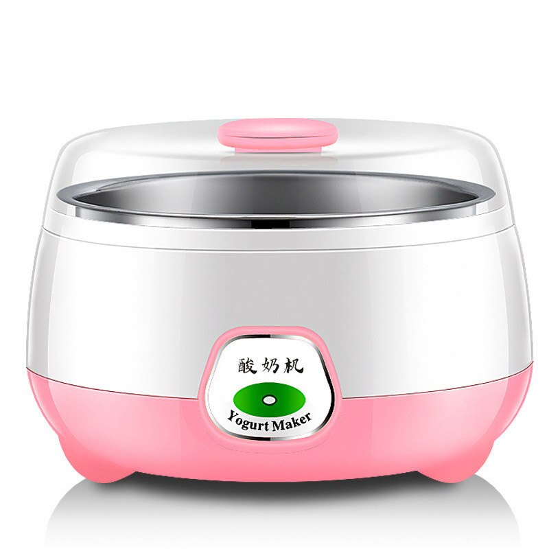 1L Mini Yoghurt Machine Roestvrijstalen Voering Dubbele Verzegelde Smart Automatische Yoghurt Maker Thuis Keuken Diy Tool Plastic Container: Pink