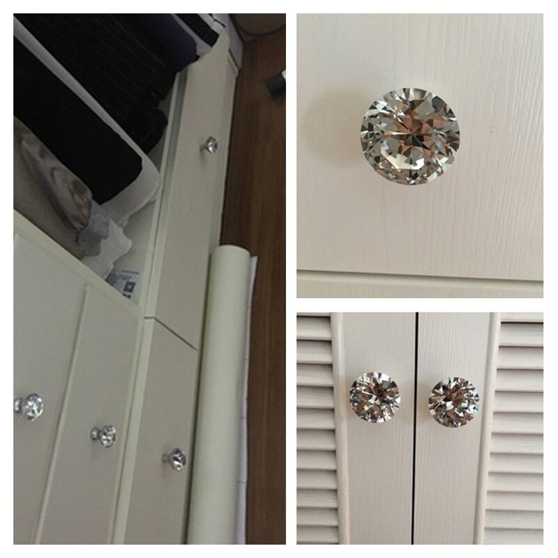 5Stck 30mm Kristall Schrank Knopf mit Schrauben Diamant bilden Schublade Schrank Griff Ziehen Dekorative Kugeln