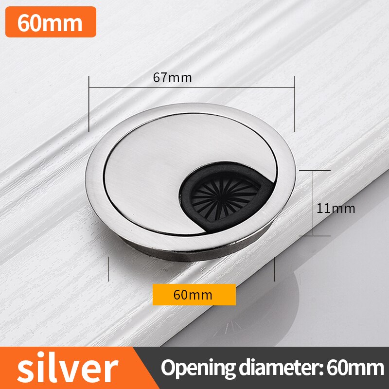 JZPENG Zinc Alloy Round Table Hole Cover Wire Outlet Port Computer PC Desktop Cable Sleeve60MM Wire Frame: White