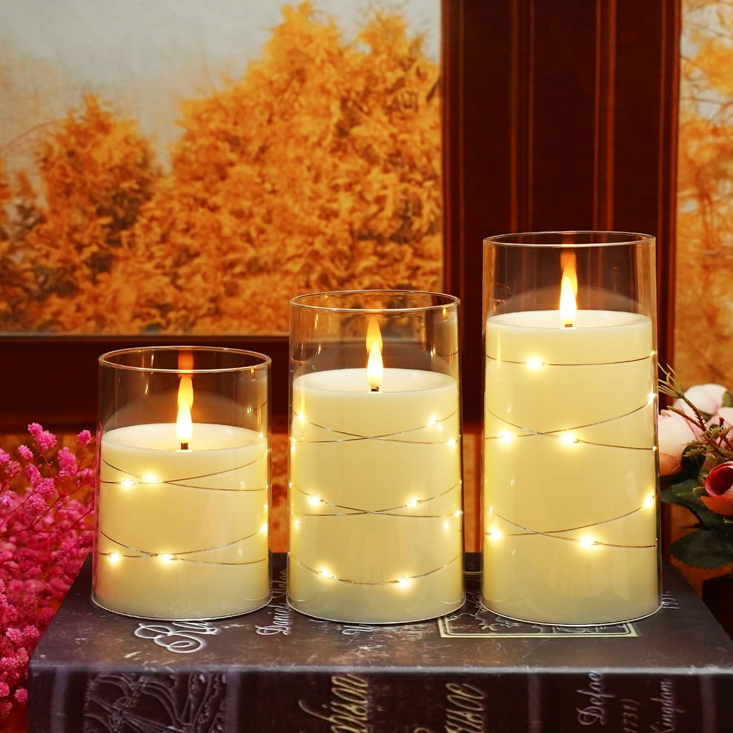 Bougies électroniques à LED pour la décoration de la maison, bandes lumineuses à LED avec télécommande, bougies en verre, fête de Noël et de mariage