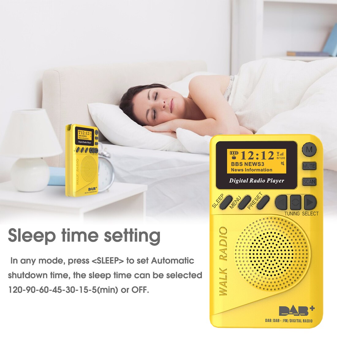 Mini Pocket DAB Digital Radio Portable FM Radio Receiver RDS With LED Display Portable MP3 Player Support TF Card Sleep Time Set