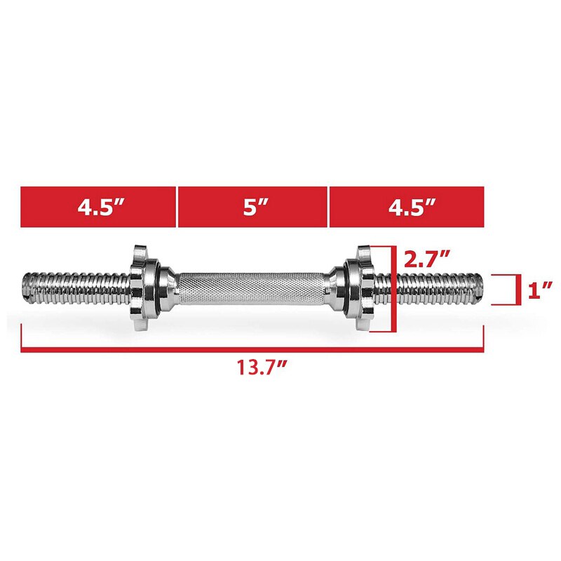 1Pc 14 Inch Standard Threaded Dumbbell Handles Adjustable Dumbbell Bar Handles Fit 1 Inch Standard Weight Plate