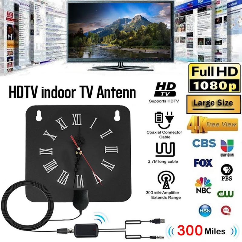 300Mile Indoor Digital HDTV Antenna Alarm Clock Style with Signal Amplifier Booster TV Antena Radius Surf Fox HD Antennas Aerial