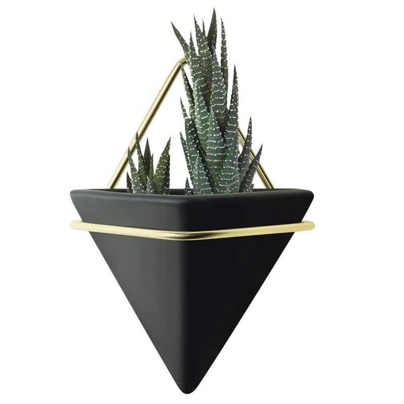 Geometric Wall Planter Indoor Room Office Wall Decor Hanging Succulent Planters Black Geometric Decor Wall Planter