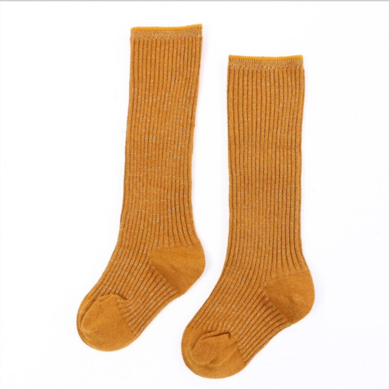 Chaussettes montantes pour enfants | Chaussettes d'hiver longues et chaudes, en coton, fil d'argent et blanc, pour petits garçons et petites filles