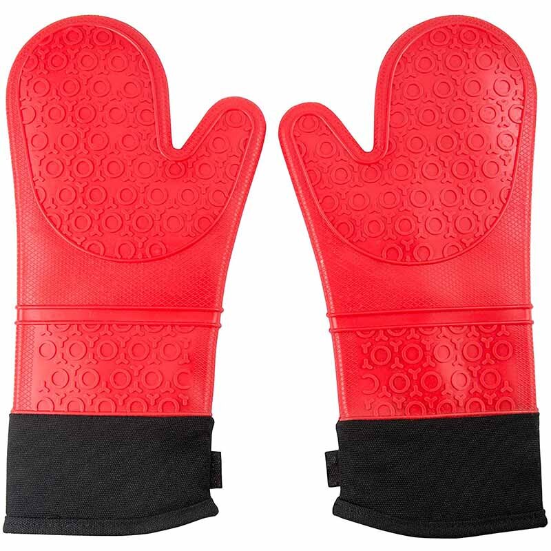 Guantes de silicona de longitud larga para horno, Manoplas de algodón resistentes al calor para horno, utensilios de cocina para microondas, 1 unidad