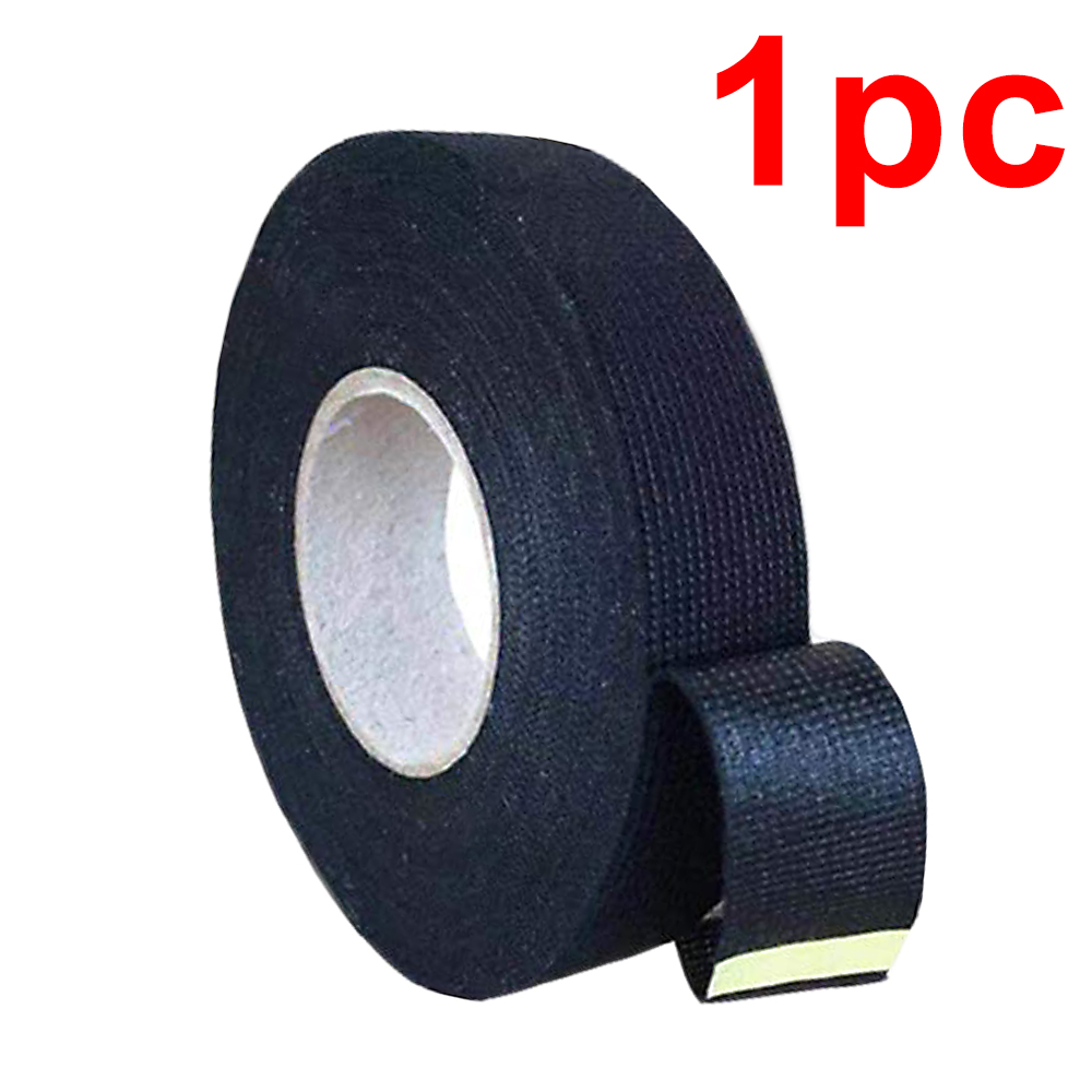 Black Electrical Fabric Tape Heat Resistant Wire Harness Bundle Insulation Auto Wiring Cloth Wrap Waterproof Cable Adhesive Tape: Translucent / 1mm / 5m