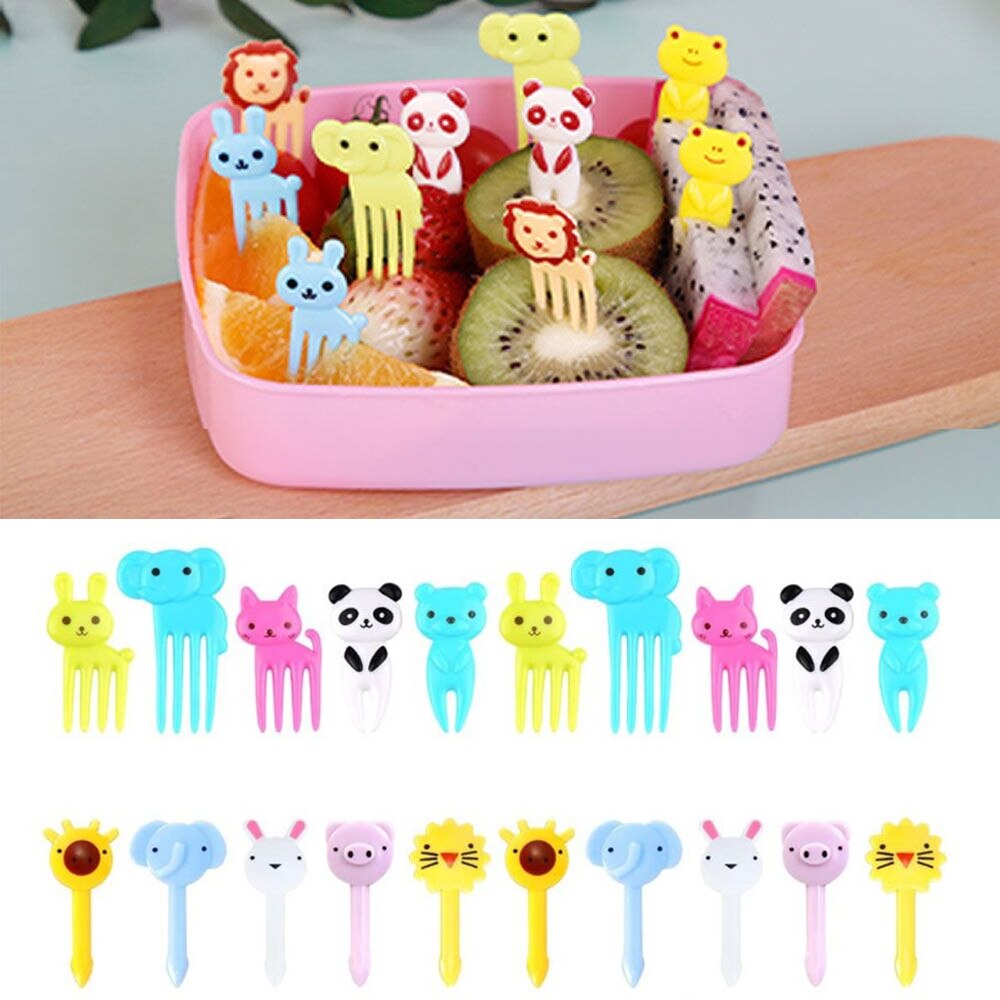 10/30PCS Mini Animal Farm Fruit Fork Kids Cartoon Snack Cake Dessert Sandwich Food Toothpicks Lunch Bento Children Fruit Forks