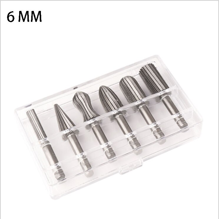 6 Pcs Rotary Rasp High Speed Steel Woodworking Tool Rasp Rotary Files Set 3mm/6mm Shank Diameter For Grinding Carving Head Tool