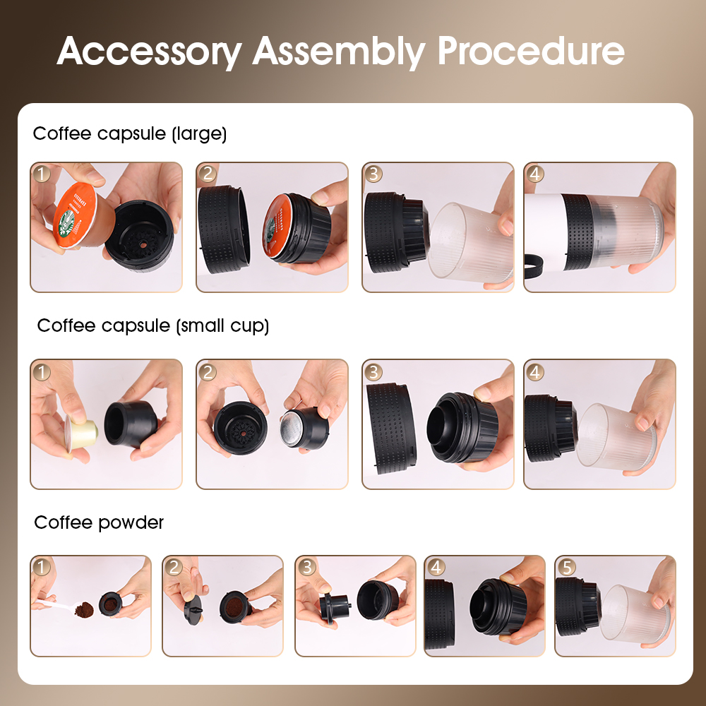Cafetera eléctrica portátil 3 en 1, máquina de café expreso de 20bar, cápsula y polvo, Compatible con Camping/oficina/viajes con calor rápido