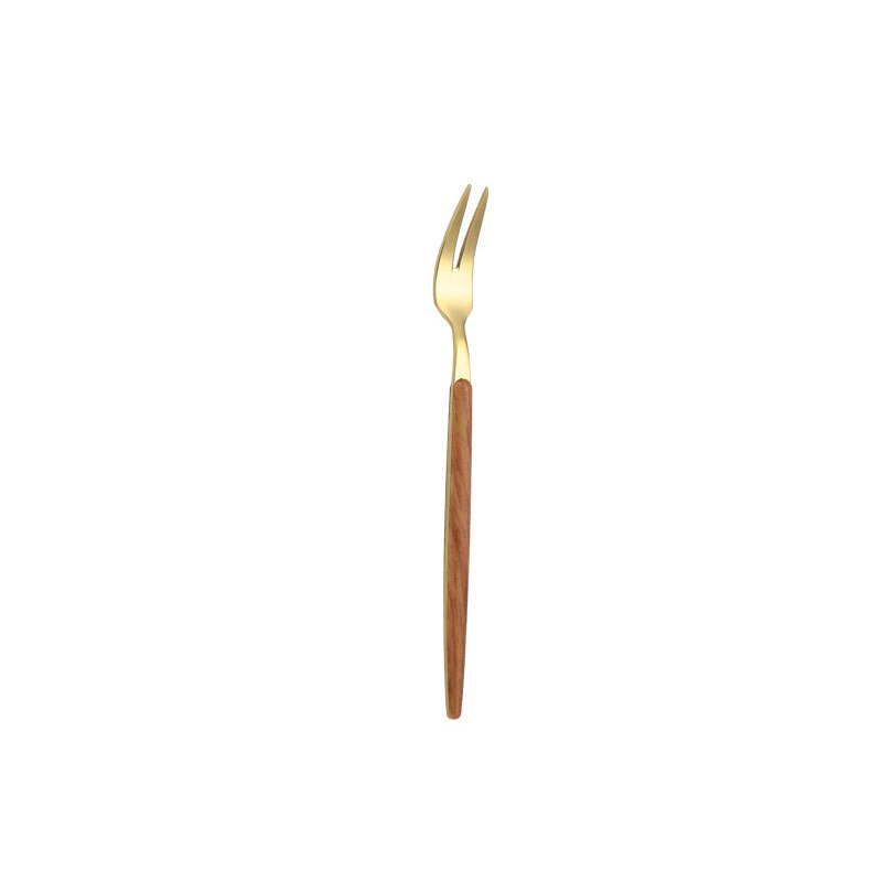 Roestvrij Staal Bestek Houten Handvat Servies Bestek Set Vork Mes Lepel Thee Lepel: Tea fork