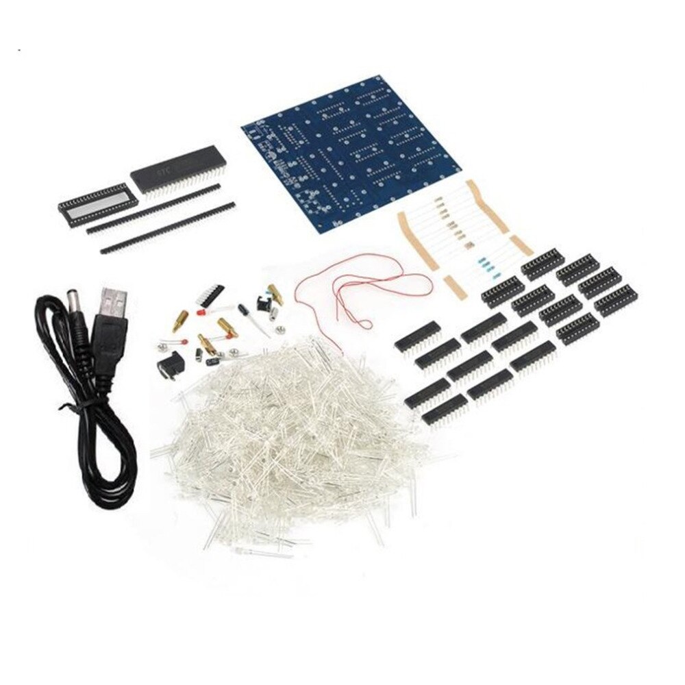3d led cube 8x8x8 lumière nouveaux articles PCB conseil nouveauté nouvelles bleu carré kit de bricolage 3mm
