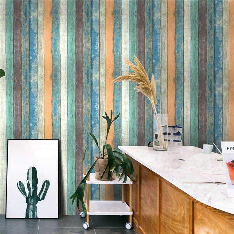 Papel tapiz autoadhesivo de vinilo 3D, rayas gverticales de imitación de madera, papel de Contacto extraíble, renovación de muebles, decoración del hogar