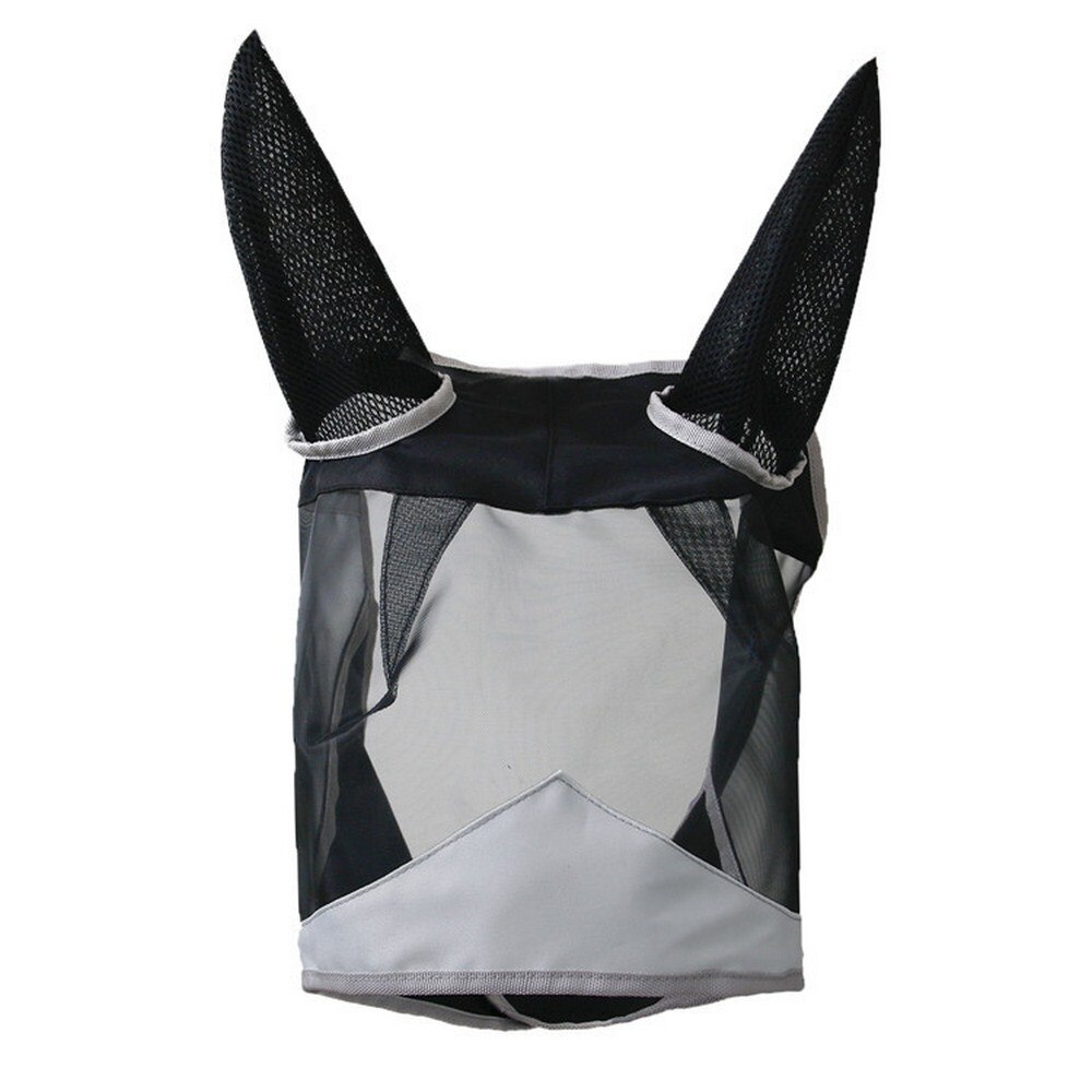 Fournitures équestres cheval masque facial tête-monté respirant maille couverture Anti-moustique Protection yeux et oreilles produit pour animaux de compagnie S/M/L: GRAY / S