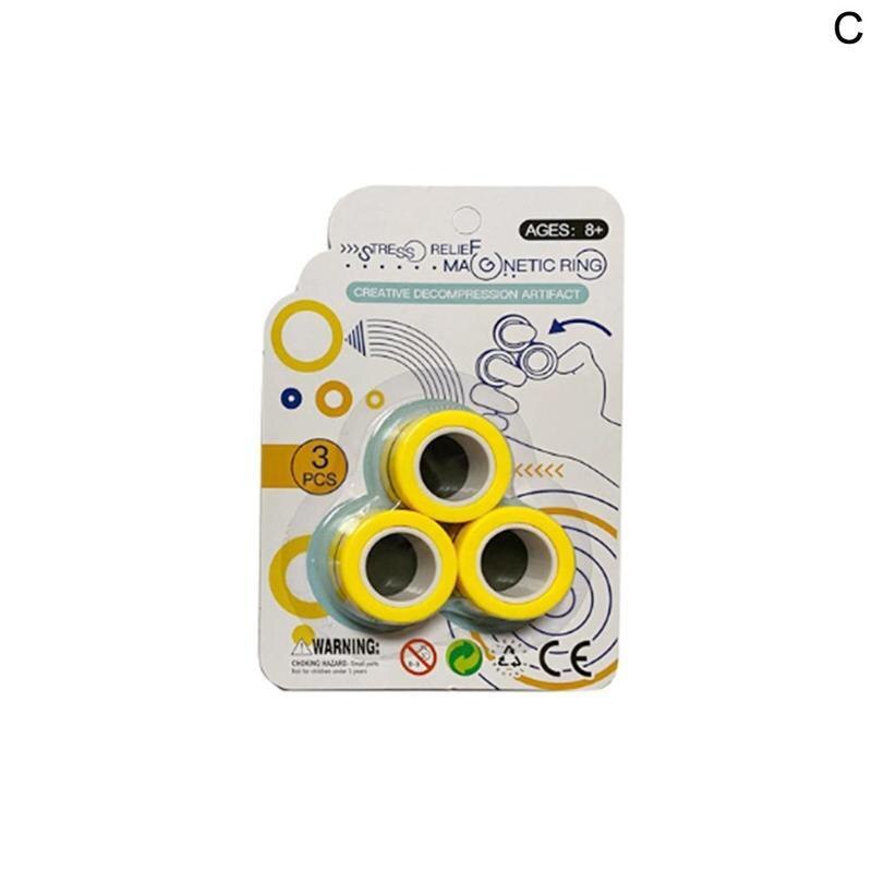 FinGears Magnetische Ringe Anti-stress FinGears Magnetische Ringe Für Autismus ADHS Angst Relief Fokus Kinder Dekompression Zappeln Spielzeug: C Yellow