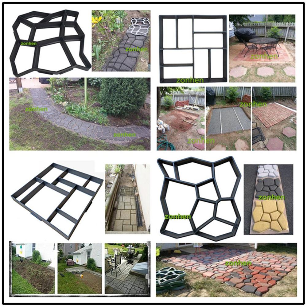 Garden Path Maker Mold Plastic DIY Path Maker Mold Reusable Concrete Mold Pavement Decoration Garden Stepping Stones Paving Mold