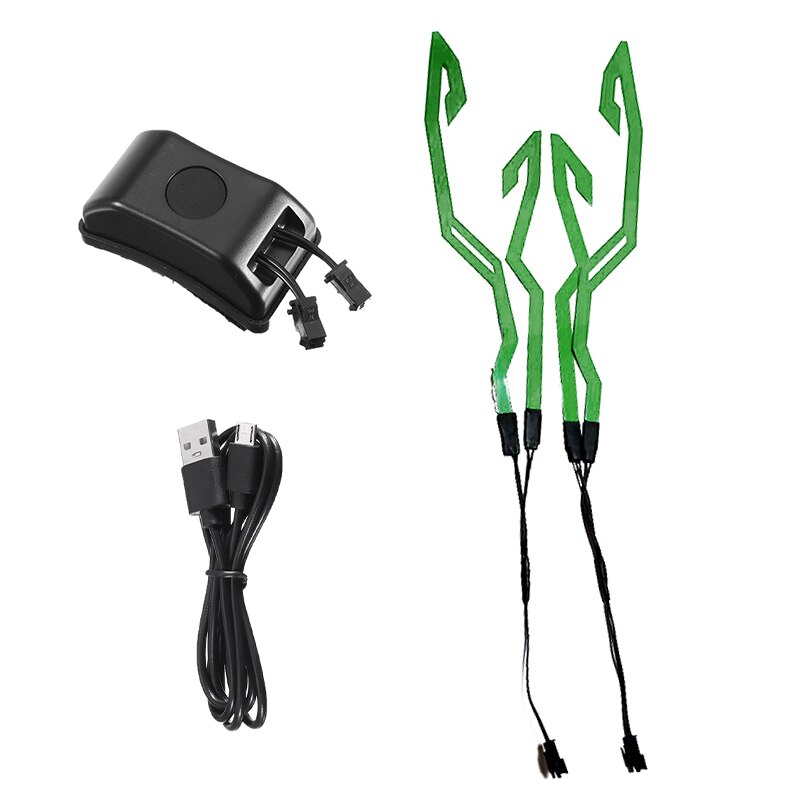 4-in-1 Motorcycle Helmet LED Luminous Sticker Night Riding Cold Light Signal Flashing Strip Helmets Universal Strip USB Charger: USB Green