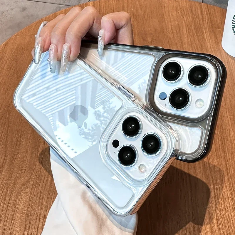 Luxury Silicone Transparent Shockproof Armo Case For IPhone 16 15 14 13 12 11 Pro Max 7 8 Plus XR XS X Phone Clear Cover Case