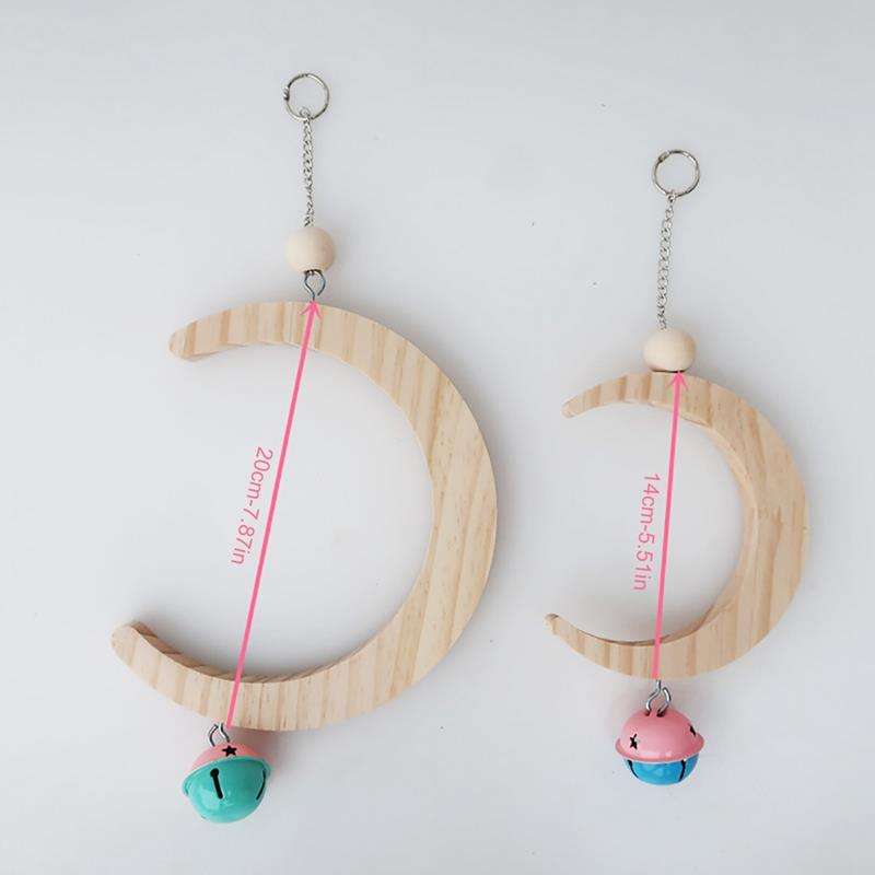 Columpio para pájaros y mascotas, juguetes en forma de Luna, columpio colgante para loros, perchas, jaula colgante, juguete con campana, cacatúa