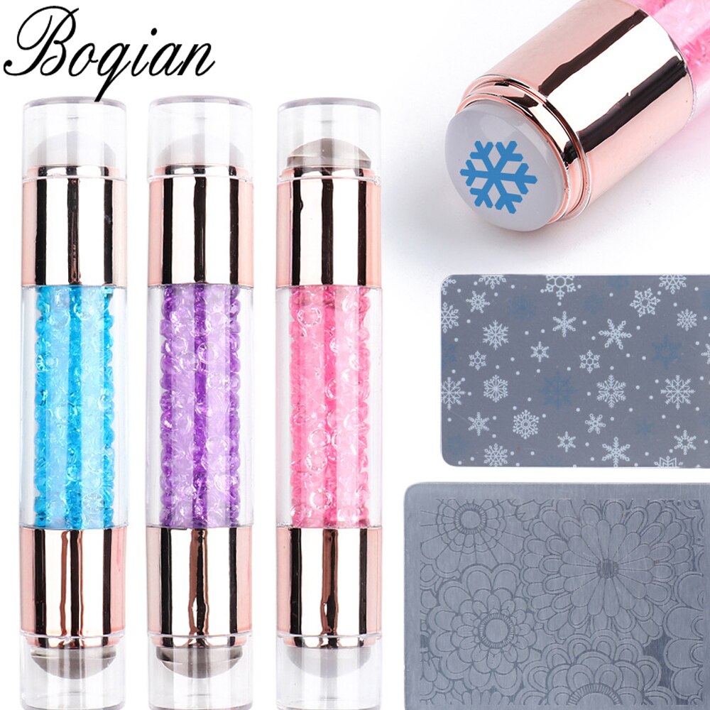 Bqan Crystal Double Head Jelly Siliconen Nail Stam – Grandado