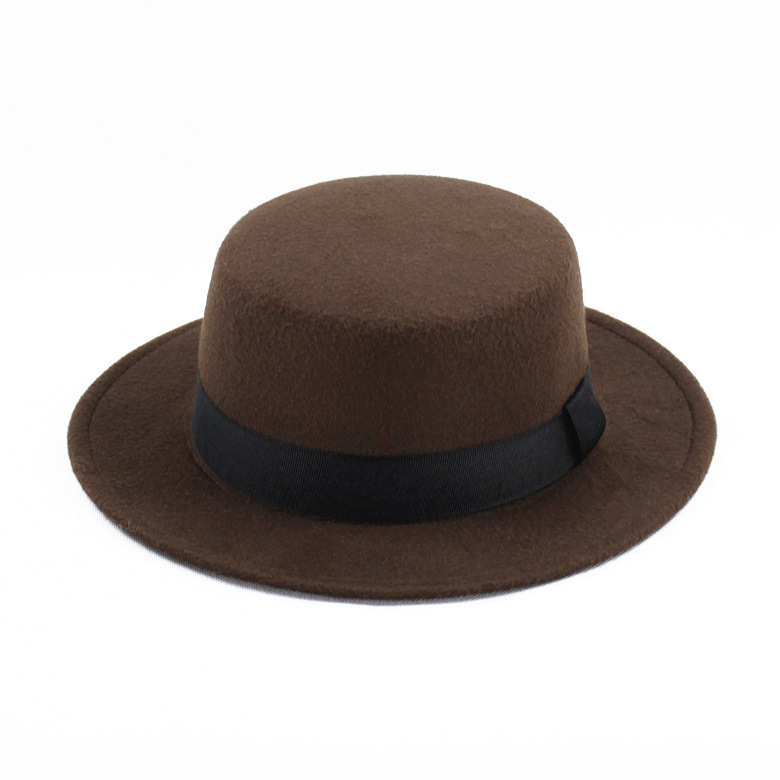 Children Kids Top Fedoras Hat Felt Vintage Gentleman Bucket Hat Wedding Party Festival Caps Craft 18colors Cosplay Costume: dark coffe