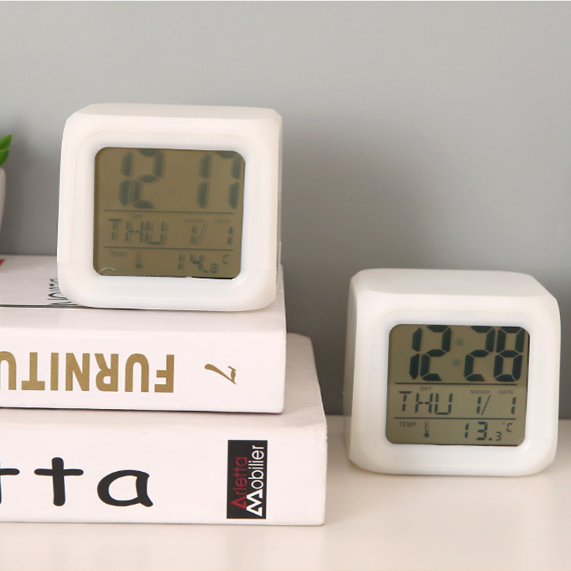 Alarm Clock Sublimation LED Digital Clock 7 Color Changing Light Night Glowing Kids Desk Clock Children Christmas