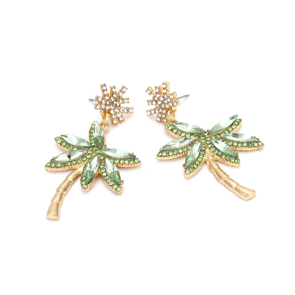 Pendientes de árbol de coco con diamantes de imitación con personalidad, pendientes geométricos exagerados, estilo festivo,